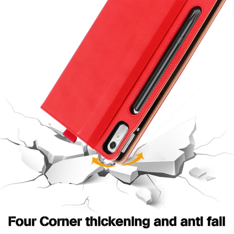 For Lenovo Tab P11 Pro Gen2 11.2 2022 TB132/138 Embossed Front Stand Leather Smart Tablet Case(Red)