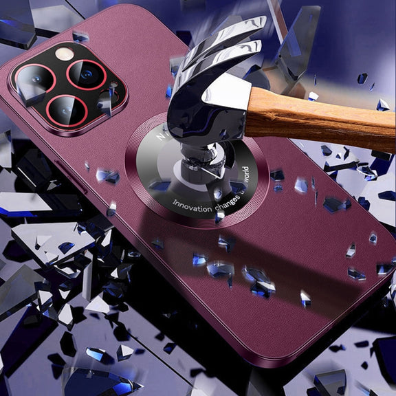 For iPhone 14 Plus R-JUST RH05 Magnetic Leather Metal Phone Case(Silver)
