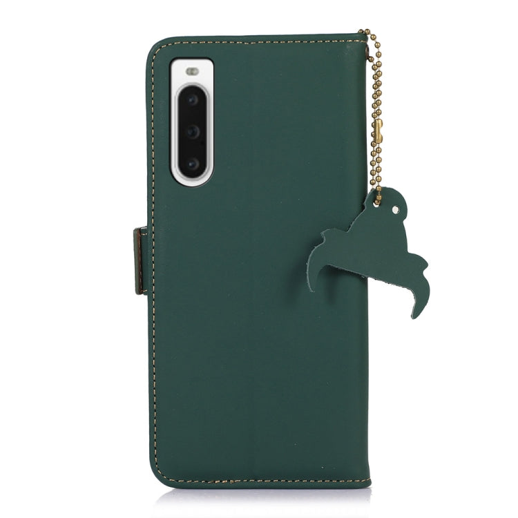 For Sony Xperia 10 V Genuine Leather Magnetic RFID Leather Phone Case(Green)