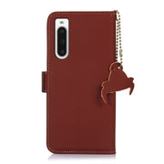 For Sony Xperia 10 V Genuine Leather Magnetic RFID Leather Phone Case(Coffee)