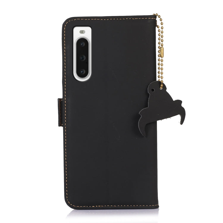 For Sony Xperia 10 V Genuine Leather Magnetic RFID Leather Phone Case(Black)