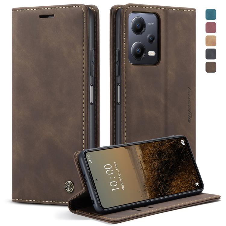 For Xiaomi Redmi Note 12 5G / Poco X5 CaseMe 013 Multifunctional Horizontal Flip Leather Phone Case(Coffee)