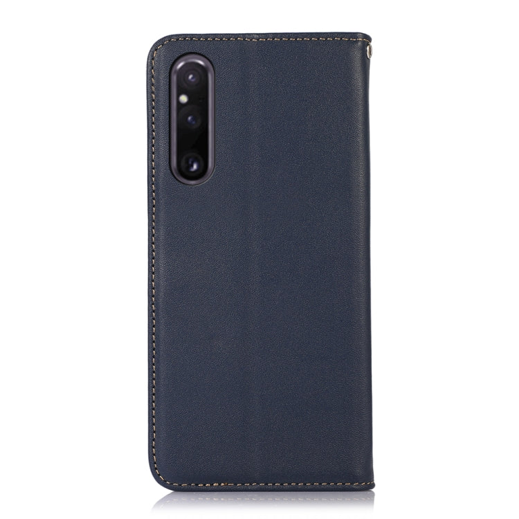 For Sony Xperia 1 V KHAZNEH Nappa Top Layer Cowhide Leather Phone Case(Blue)