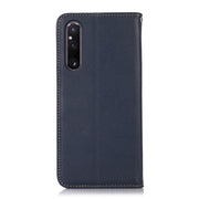 For Sony Xperia 1 V KHAZNEH Nappa Top Layer Cowhide Leather Phone Case(Blue)