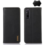 For Sony Xperia 1 V KHAZNEH Nappa Top Layer Cowhide Leather Phone Case(Black)