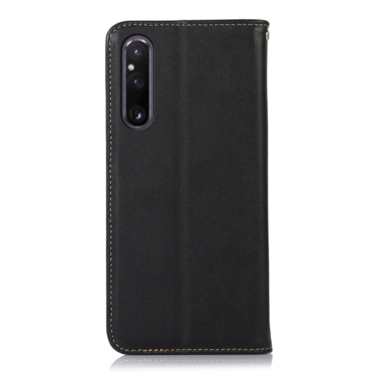 For Sony Xperia 1 V KHAZNEH Nappa Top Layer Cowhide Leather Phone Case(Black)