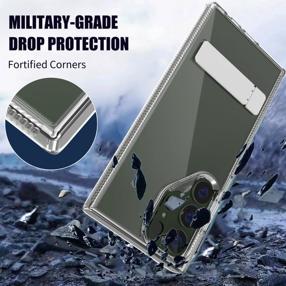 For Samsung Galaxy S23 Ultra 5G High Transparent Holder Phone Case(White)