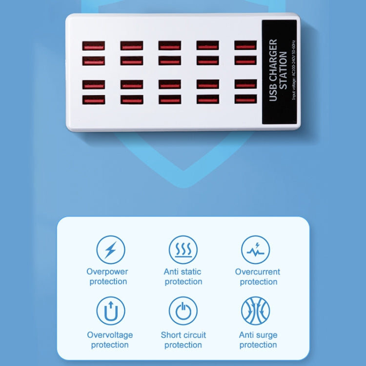 820 20-Ports Desktop USB Charger Station HUB(UK)