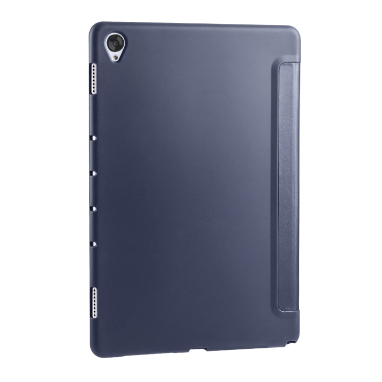 For Huawei MediaPad M6 10.8 inch 3-folding Horizontal Flip PU Leather + Shockproof Honeycomb TPU Case with Holder(Dark Blue)