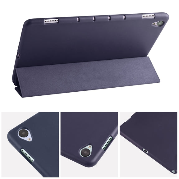 For Huawei MediaPad M6 10.8 inch 3-folding Horizontal Flip PU Leather + Shockproof Honeycomb TPU Case with Holder(Dark Blue)