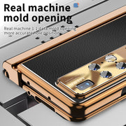 For Huawei Mate X2 Litchi Pattern Magnetic Shell Film Integrated Shockproof Phone Case(Black Gold)