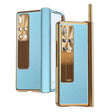 For Huawei Mate X2 Litchi Pattern Magnetic Shell Film Integrated Shockproof Phone Case(Blue Gold) - Huawei Cases by PMC TechLife | Online Shopping South Africa | PMC TechLife | Buy Now Pay Later Mobicred
