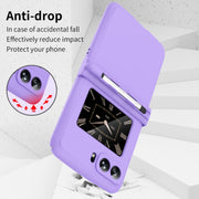 For Motorola Razr 2022 Macaron Three-piece Set Phone Case with Stylus(Purple)