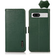 For Google Pixel 7A KHAZNEH Side-Magnetic Litchi Genuine Leather RFID Phone Case(Green) - Google Cases by PMC TechLife | Online Shopping South Africa | PMC TechLife | Buy Now Pay Later Mobicred