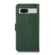 For Google Pixel 7A KHAZNEH Side-Magnetic Litchi Genuine Leather RFID Phone Case(Green)
