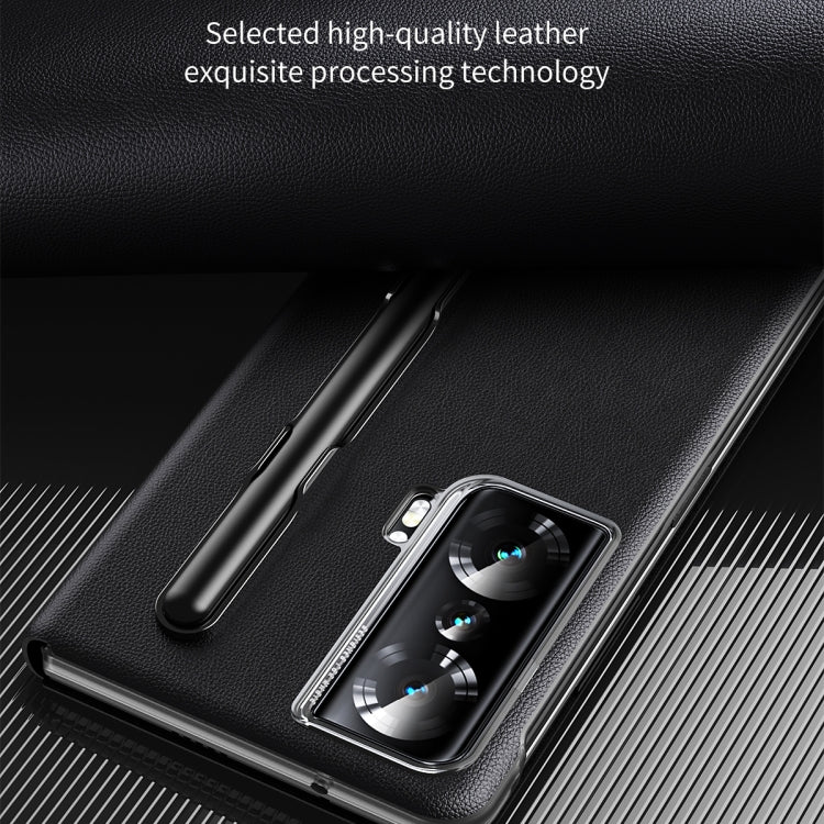 For Honor Magic Vs Side Window View Smart Lychee Texture Leather Phone Case(Green)