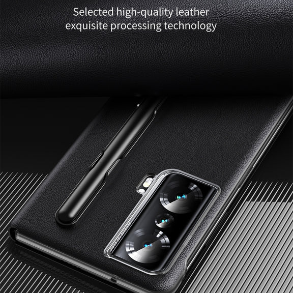 For Honor Magic Vs Side Window View Smart Lychee Texture Leather Phone Case with Pen Slot(Green)