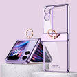For OPPO Find N2 Flip Electroplating Frame Transparent Phone Case with Ring(Purple) - Find N2 Flip Cases by PMC TechLife | Online Shopping South Africa | PMC TechLife | Buy Now Pay Later Mobicred