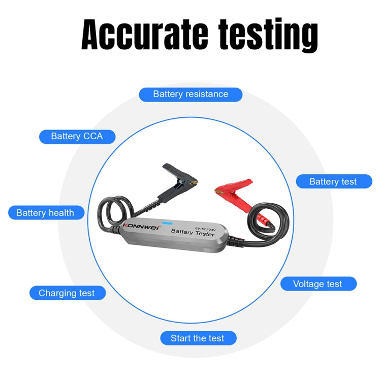KONNWEI BK200 6V/12V/24V Car Bluetooth Battery Tester(Silver)