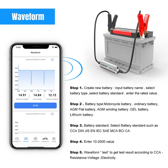 KONNWEI BK200 6V/12V/24V Car Bluetooth Battery Tester(Silver)