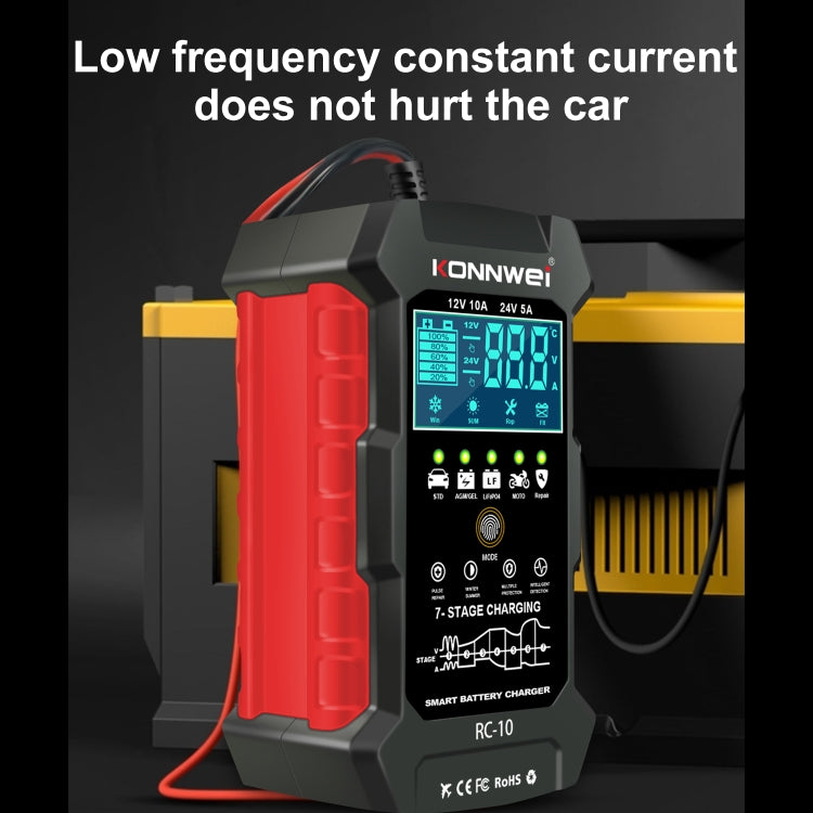 KONNWEI RC-10 2 inch Car Battery Charger Battery Pulse Repair Tool, Plug Type:EU Plug