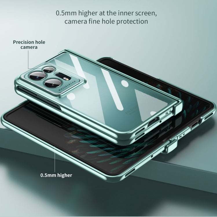 For OPPO Find N2 Integrated Electroplating Magnetic Transparent All-inclusive Phone Case with Hinge(Green)