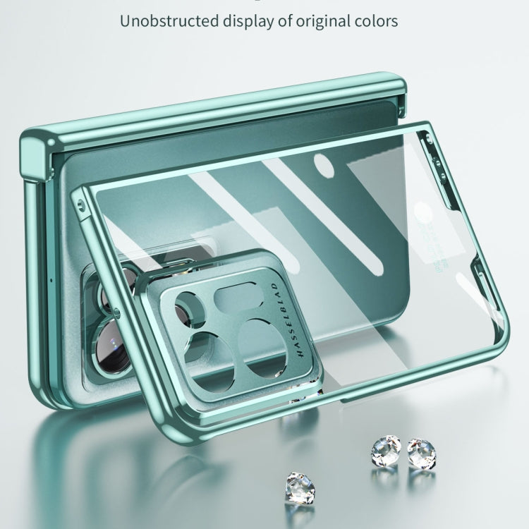For OPPO Find N2 Integrated Electroplating Magnetic Transparent All-inclusive Phone Case with Hinge(Green)