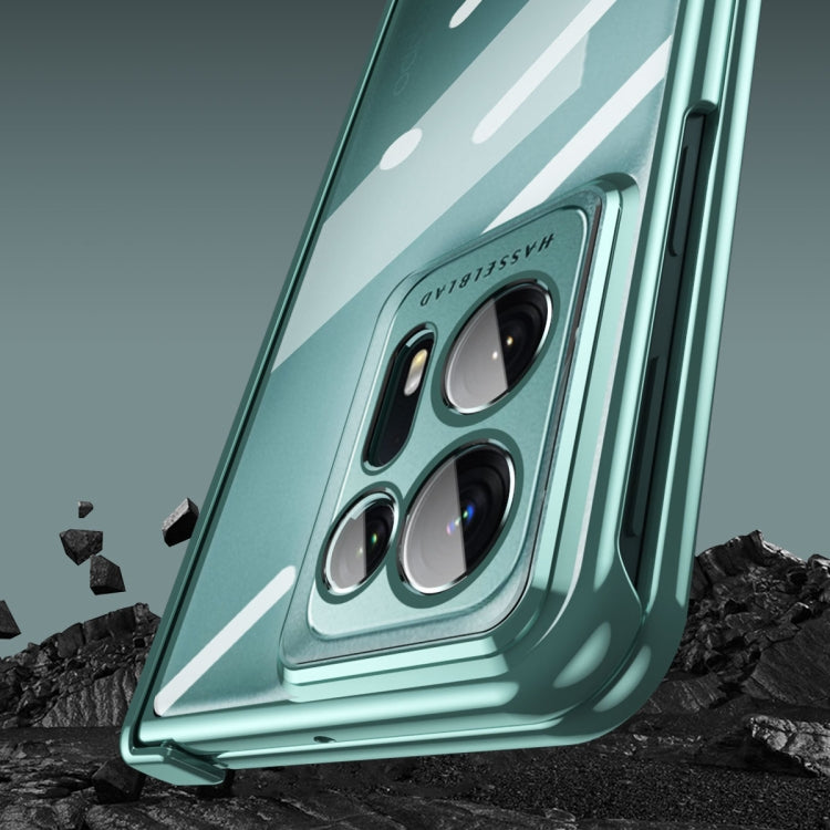For OPPO Find N2 Integrated Electroplating Magnetic Transparent All-inclusive Phone Case with Hinge(Green)