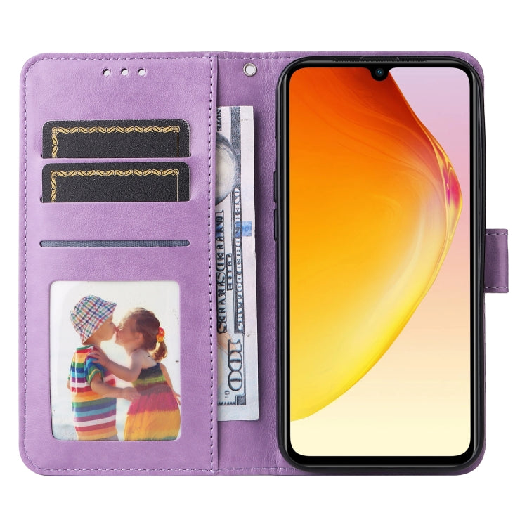 For vivo V25 5G/V25e 4G Embossed Sunflower Leather Phone Case(Purple)