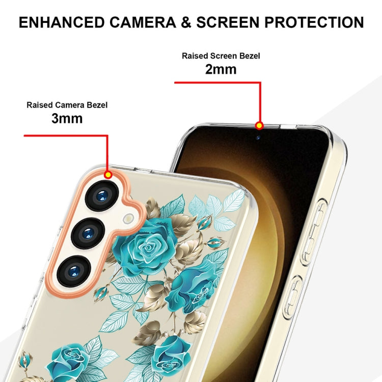 For Samsung Galaxy S24+ 5G Flowers and Plants Series IMD TPU Phone Case(Blue Rose)