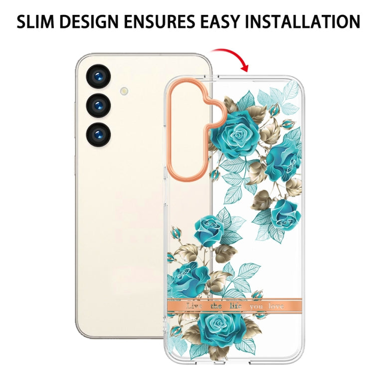 For Samsung Galaxy S24+ 5G Flowers and Plants Series IMD TPU Phone Case(Blue Rose)