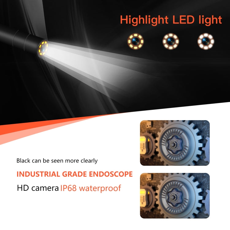P130 8mm 4.3 inch Triple Camera with Screen Endoscope, Length:2m