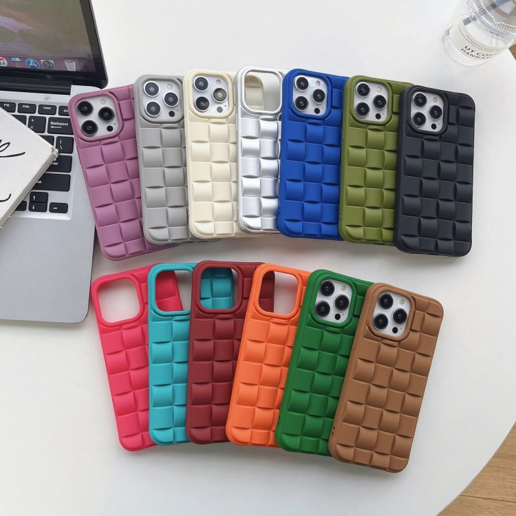 For iPhone 13 Pro Max 3D Cube Weave Texture Skin Feel Phone Case(Green)