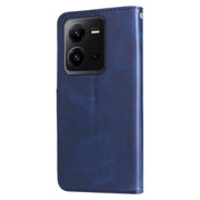 For vivo V25 5G/V25e 4G Calf Texture Zipper Leather Phone Case(Blue)