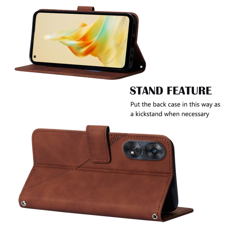 For OPPO  Reno 8T 4G Global Crossbody 3D Embossed Flip Leather Phone Case(Brown)