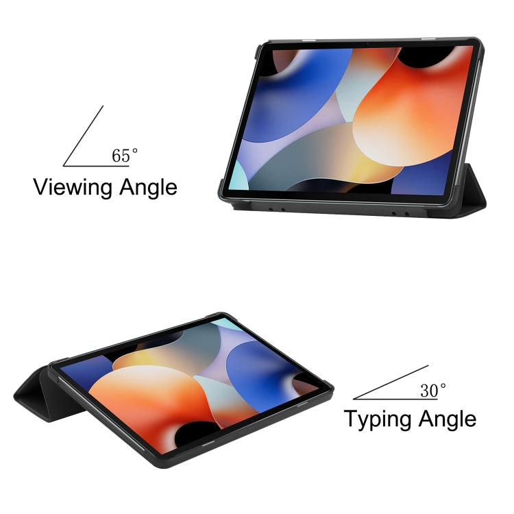 For Blackview Oscal Pad 10 Custer Pure Color 3-Fold Holder Smart Leather Tablet Case(Black)