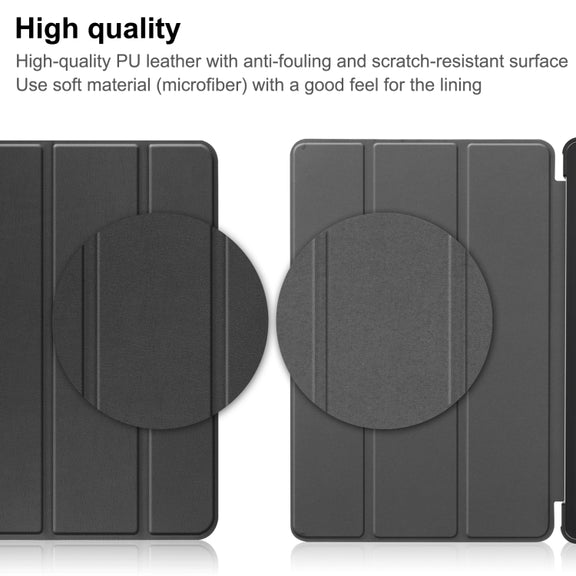 For Blackview Oscal Pad 10 Custer Pure Color 3-Fold Holder Smart Leather Tablet Case(Black)