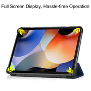 For Blackview Oscal Pad 10 Custer Pure Color 3-Fold Holder Smart Leather Tablet Case(Dark Blue)