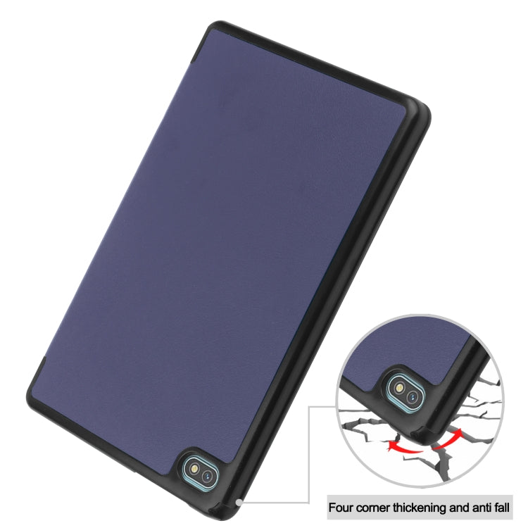 For Blackview Oscal Pad 10 Custer Pure Color 3-Fold Holder Smart Leather Tablet Case(Dark Blue)