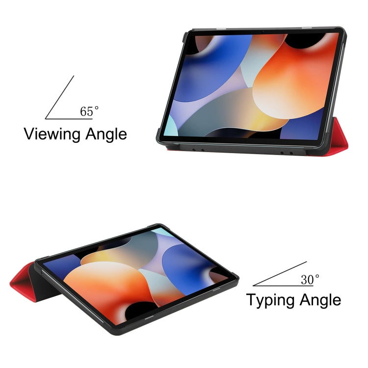 For Blackview Oscal Pad 10 Custer Pure Color 3-Fold Holder Smart Leather Tablet Case(Red)