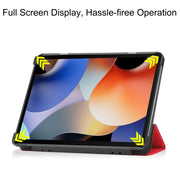 For Blackview Oscal Pad 10 Custer Pure Color 3-Fold Holder Smart Leather Tablet Case(Red)
