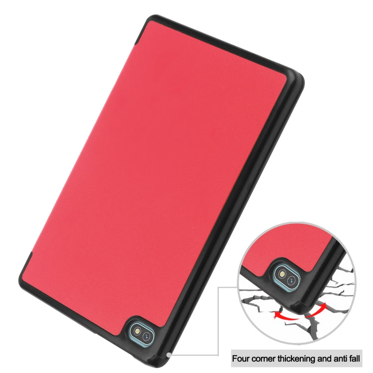 For Blackview Oscal Pad 10 Custer Pure Color 3-Fold Holder Smart Leather Tablet Case(Red)