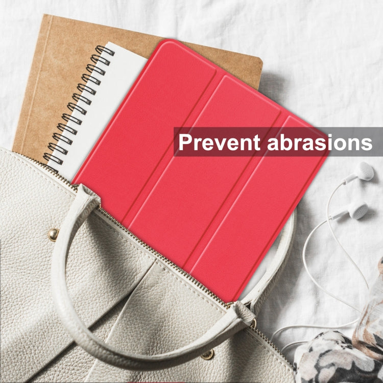 For Blackview Oscal Pad 10 Custer Pure Color 3-Fold Holder Smart Leather Tablet Case(Red)