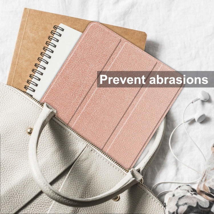 For Blackview Oscal Pad 10 Custer Pure Color 3-Fold Holder Smart Leather Tablet Case(Rose Gold)