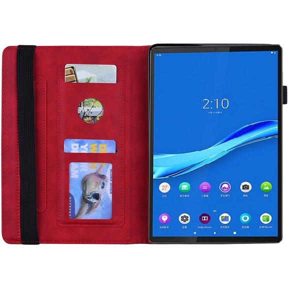 For Lenovo Tab M10 Plus 10.6 3rd Gen 2022 Calf Texture Embossed Flip Leather Tablet Case(Red)