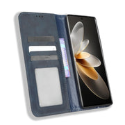 For vivo V27 / V27 Pro / S16 / S16 Pro Magnetic Buckle Retro Texture Leather Phone Case(Blue)