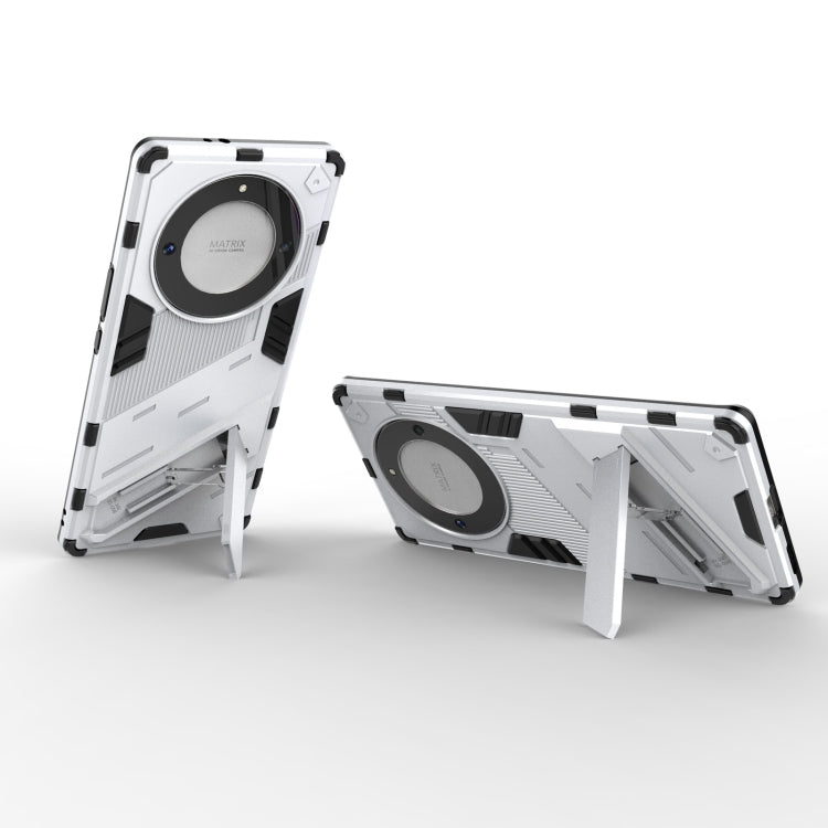 For Honor X9a/X40 5G/Magic5 Lite Punk Armor PC + TPU Phone Case with Holder(White)