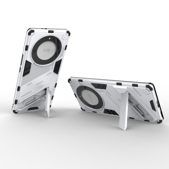 For Honor X9a/X40 5G/Magic5 Lite Punk Armor PC + TPU Phone Case with Holder(White)