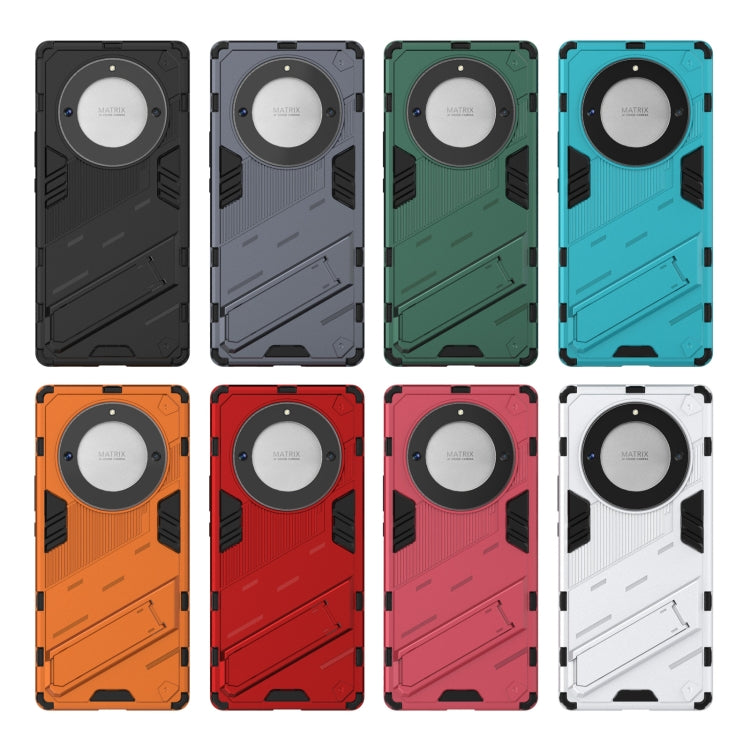 For Honor X9a/X40 5G/Magic5 Lite Punk Armor PC + TPU Phone Case with Holder(White)