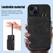 For iPhone 14 Zipper Card Bag Back Cover Phone Case(Black)